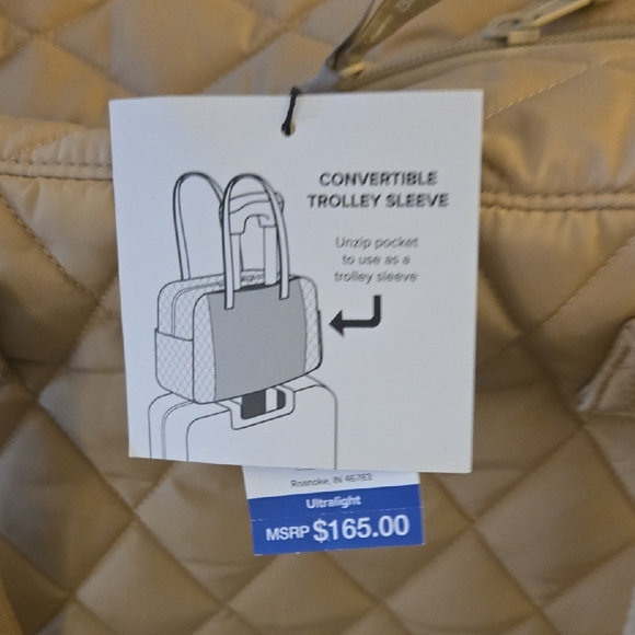 Vera Bradley Cream Quilted Baby Bag/Tote/Luggage Sleeve/laptop - Picture 6 of 6